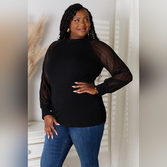 Double Take Designer Black Round Neck Raglan Sleeve Blouse. Various Sizes NWT - Picture 5 of 9